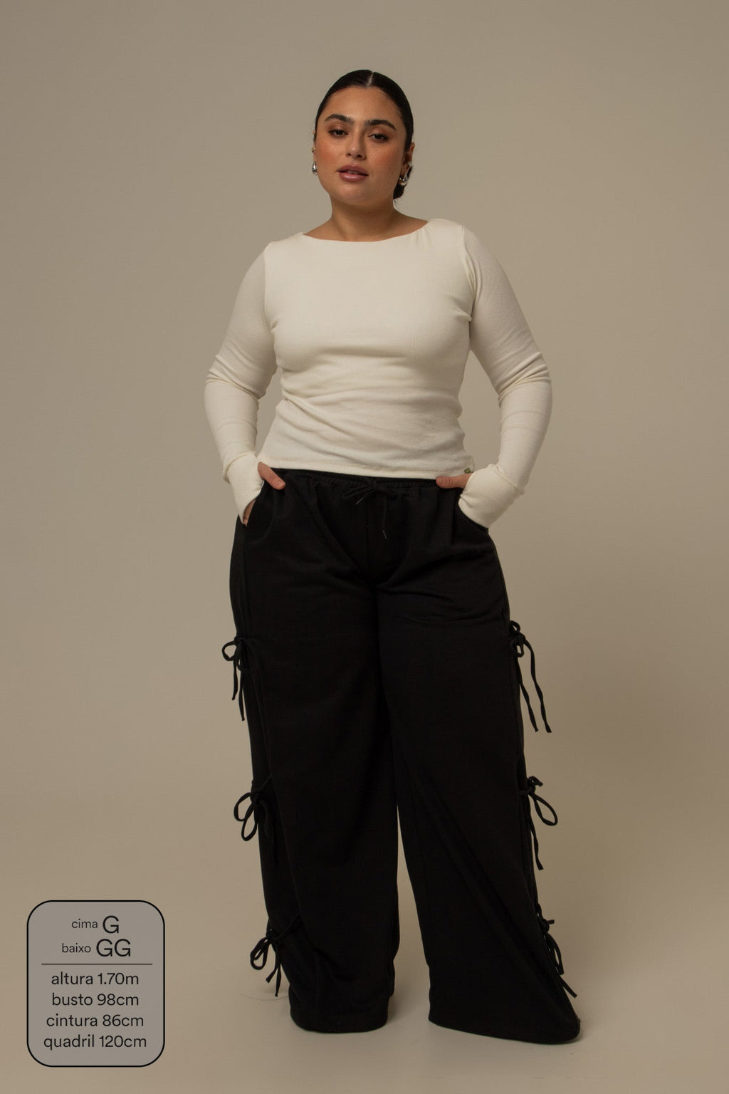 calça de moletom cozy wide lacinho