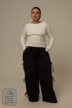 calça de moletom cozy wide lacinho