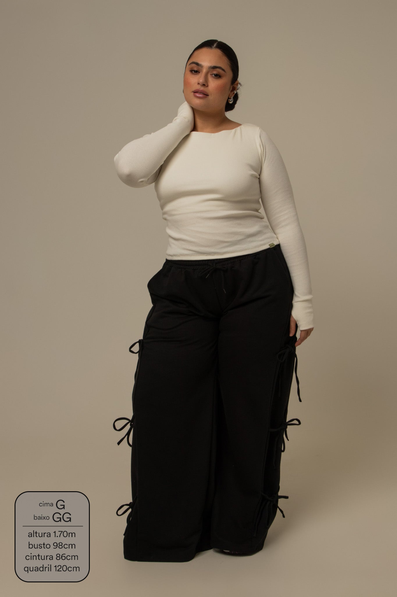 calça de moletom cozy wide lacinho