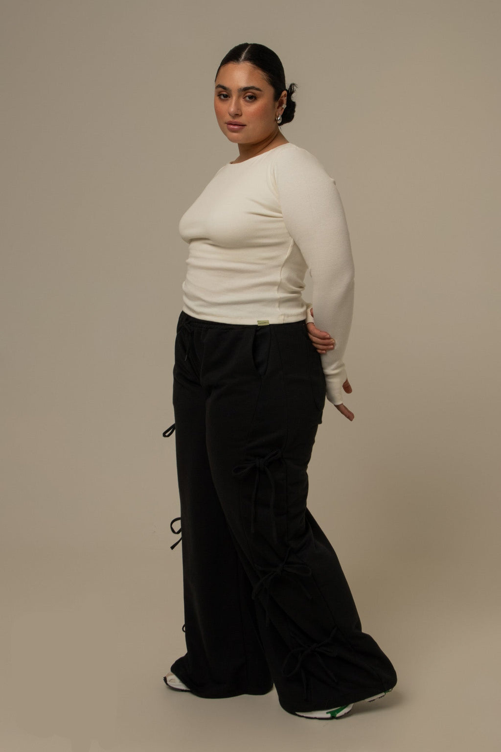 calça de moletom cozy wide lacinho