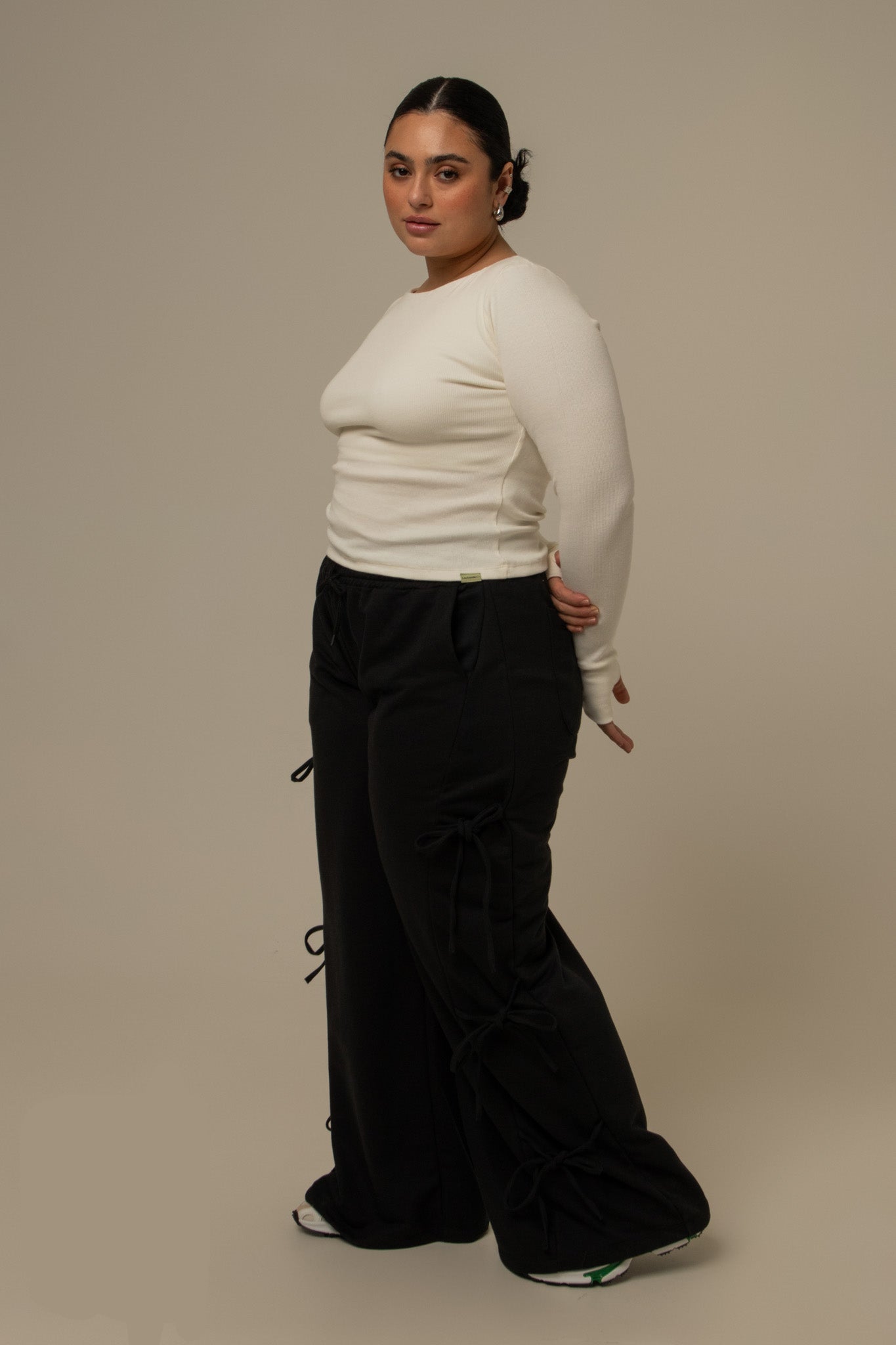 calça de moletom cozy wide lacinho