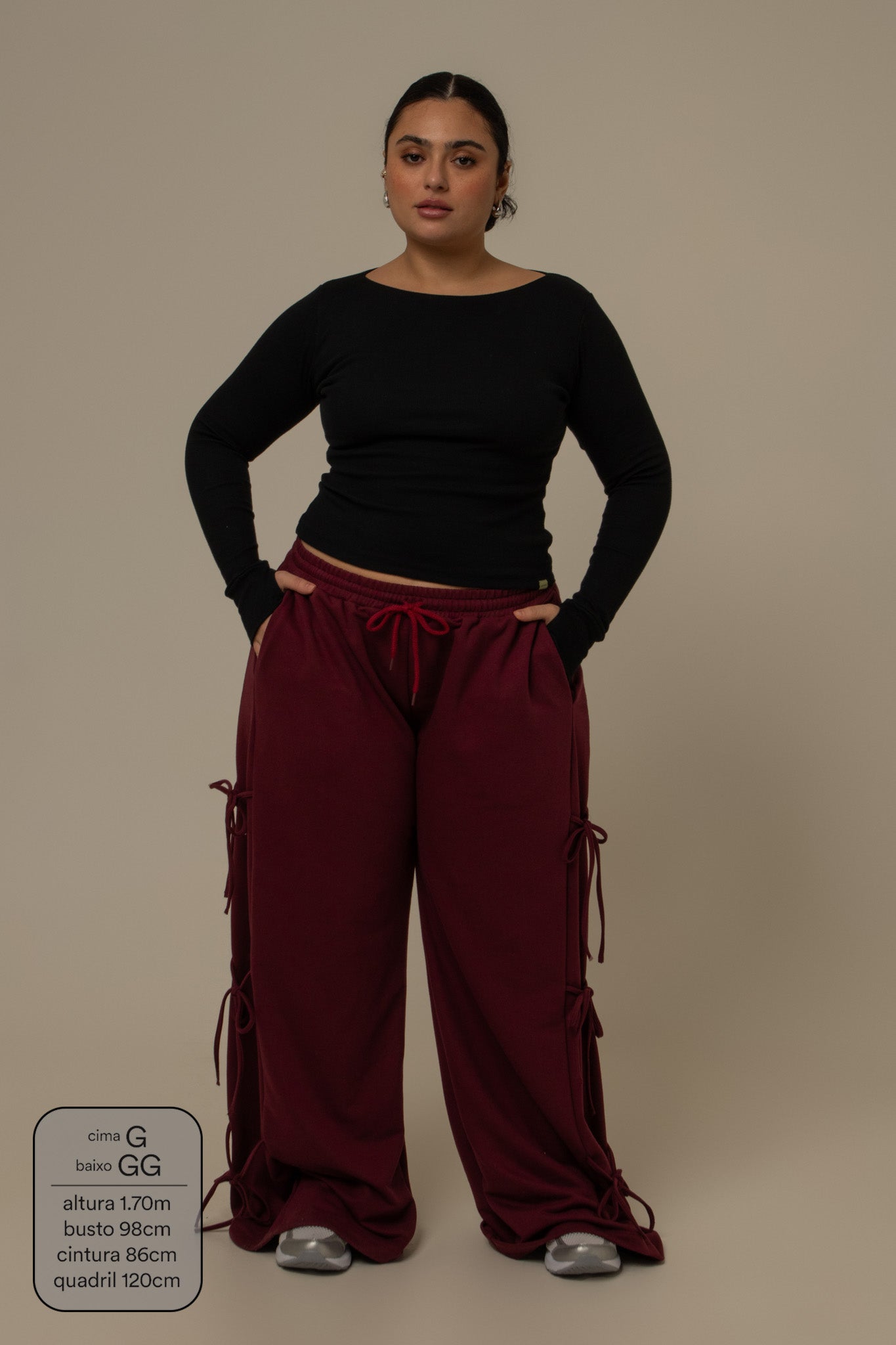 calça de moletom cozy wide lacinho