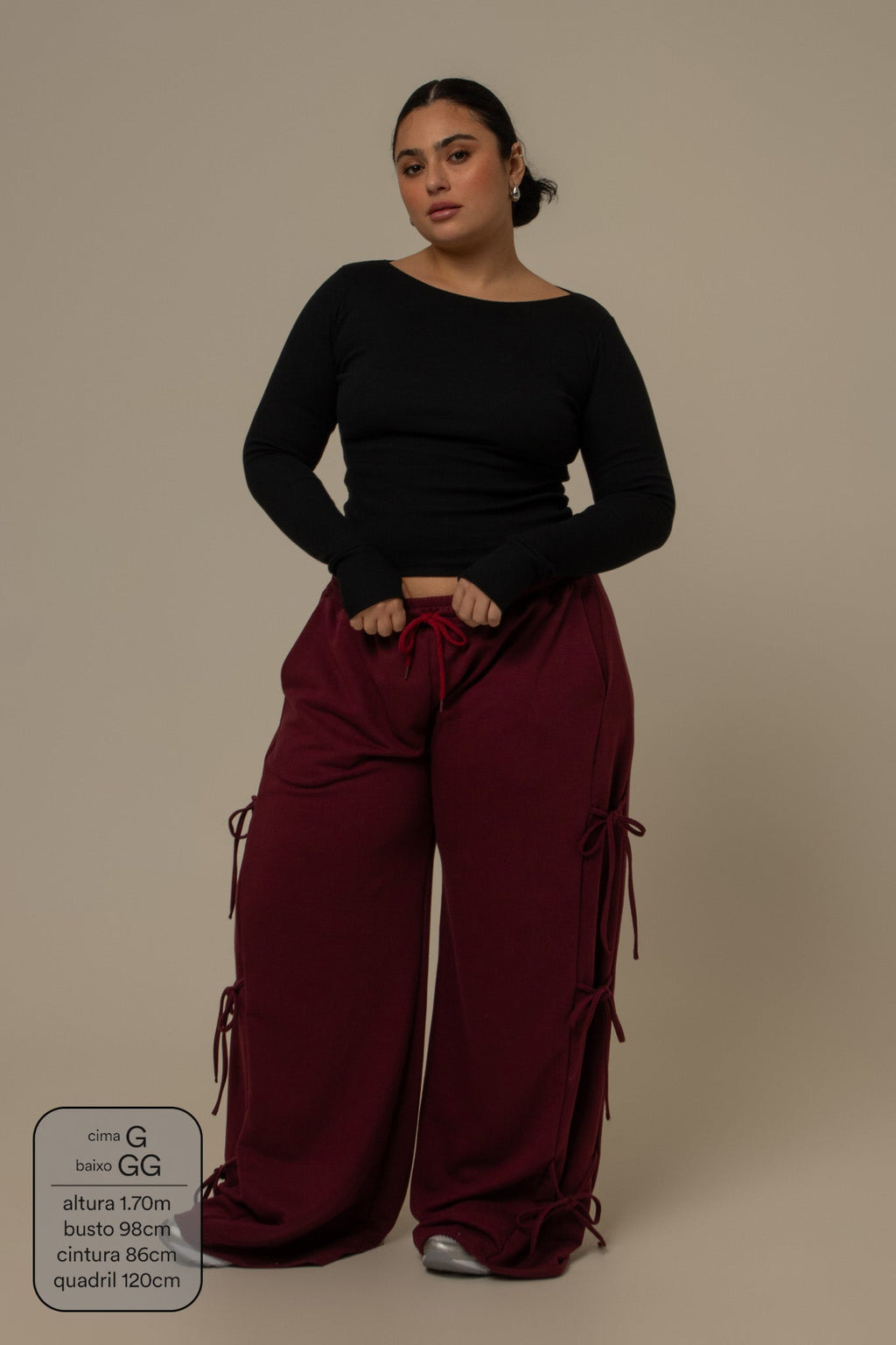 calça de moletom cozy wide lacinho