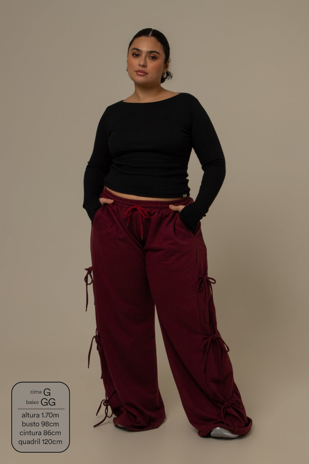 calça de moletom cozy wide lacinho