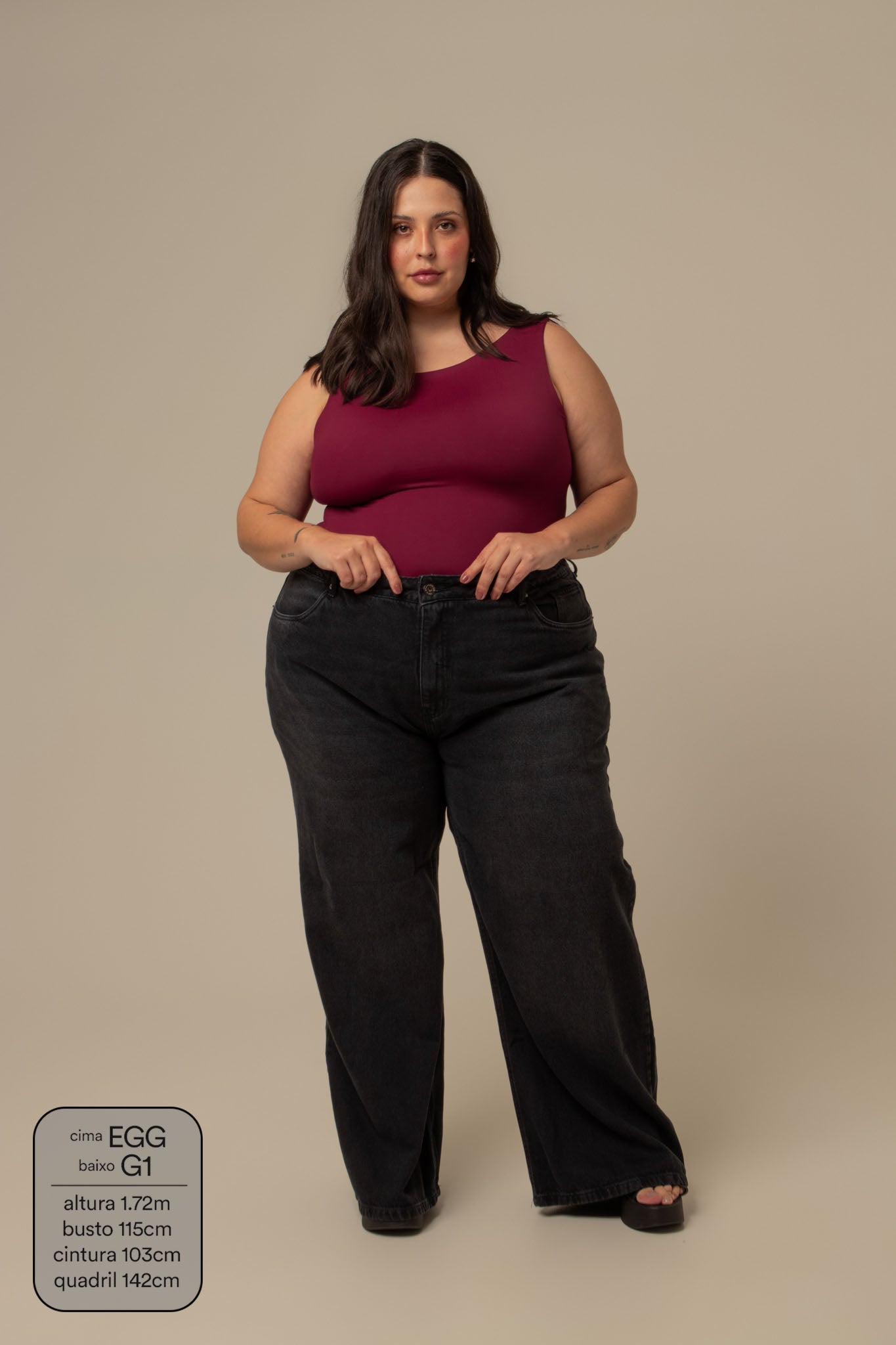 calça jeans ajustável wide midnight black