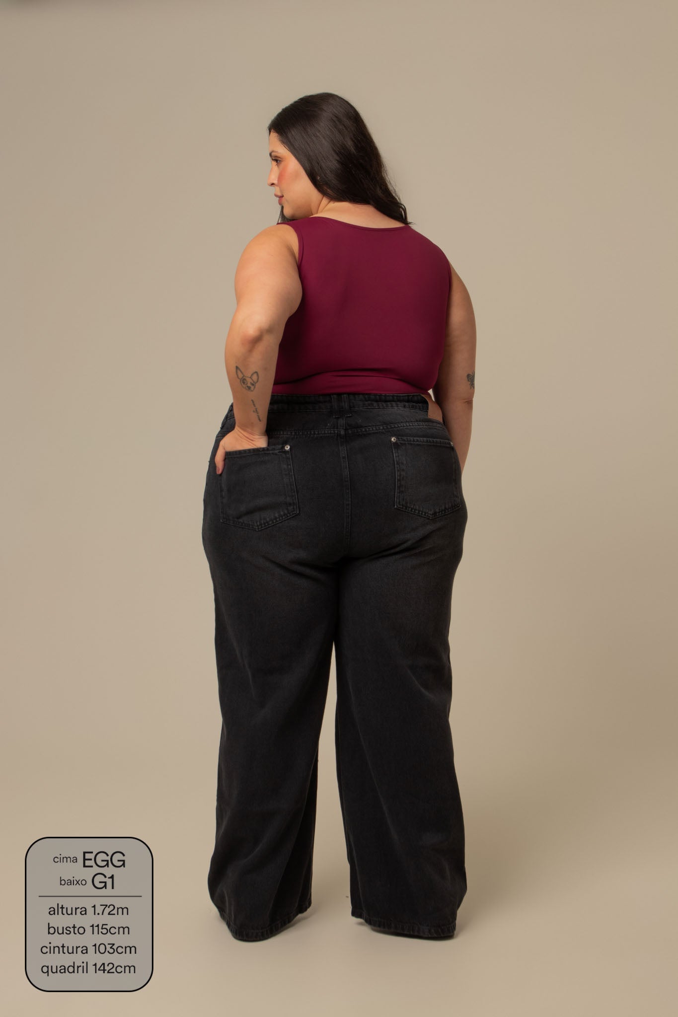 calça jeans ajustável wide midnight black