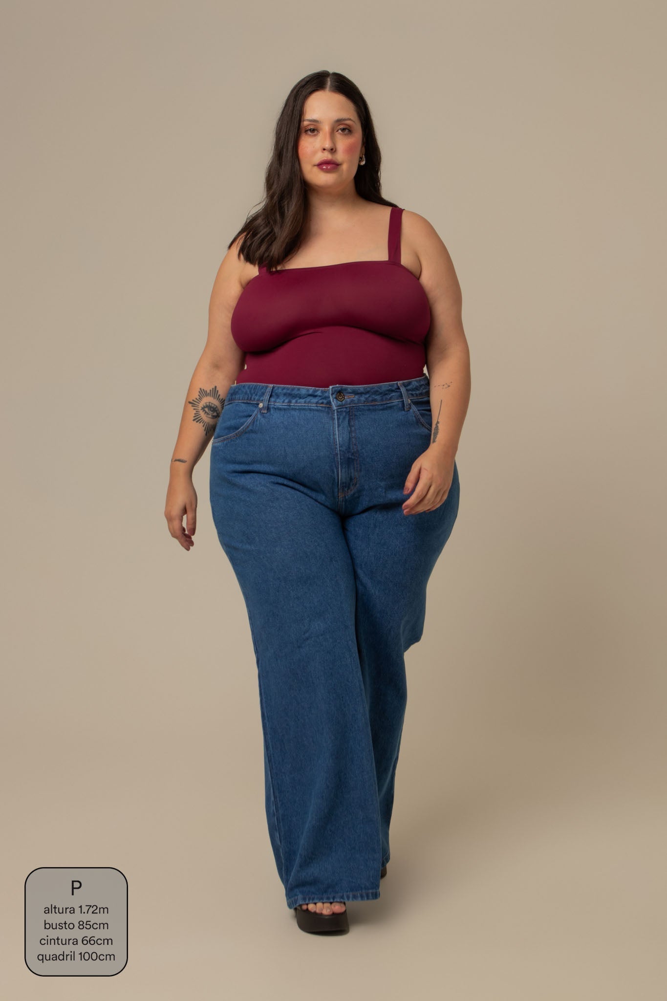 calça jeans ajustável wide denim blue