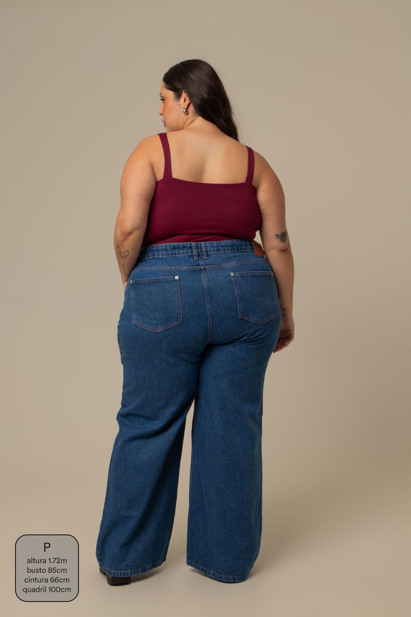 calça jeans ajustável wide denim blue