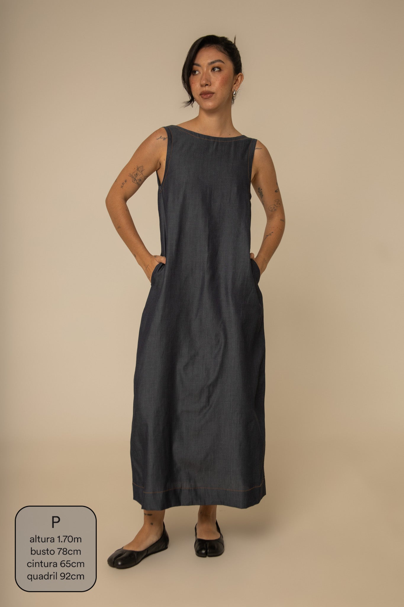 vestido sossego longo jeans