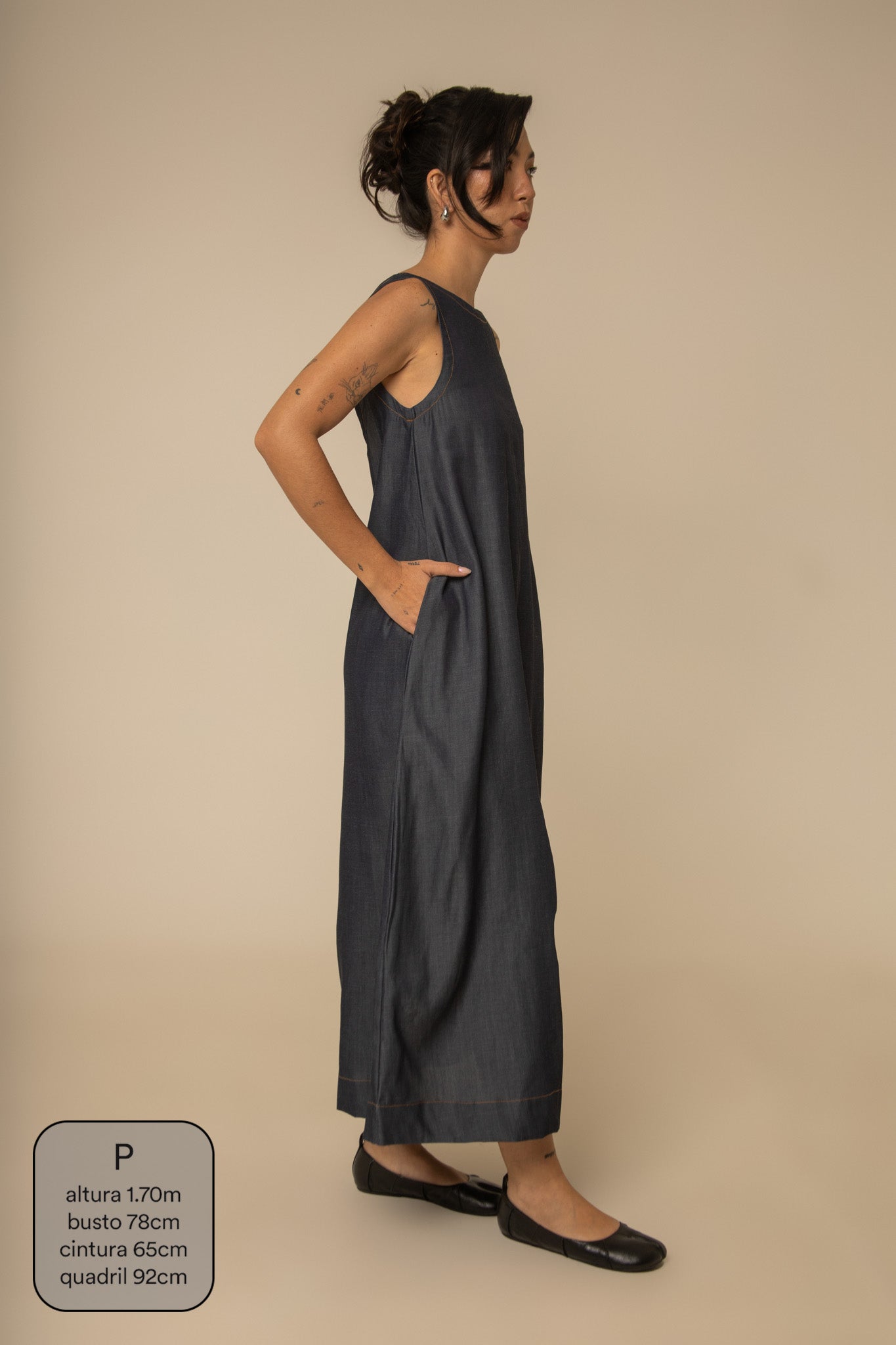 vestido sossego longo jeans