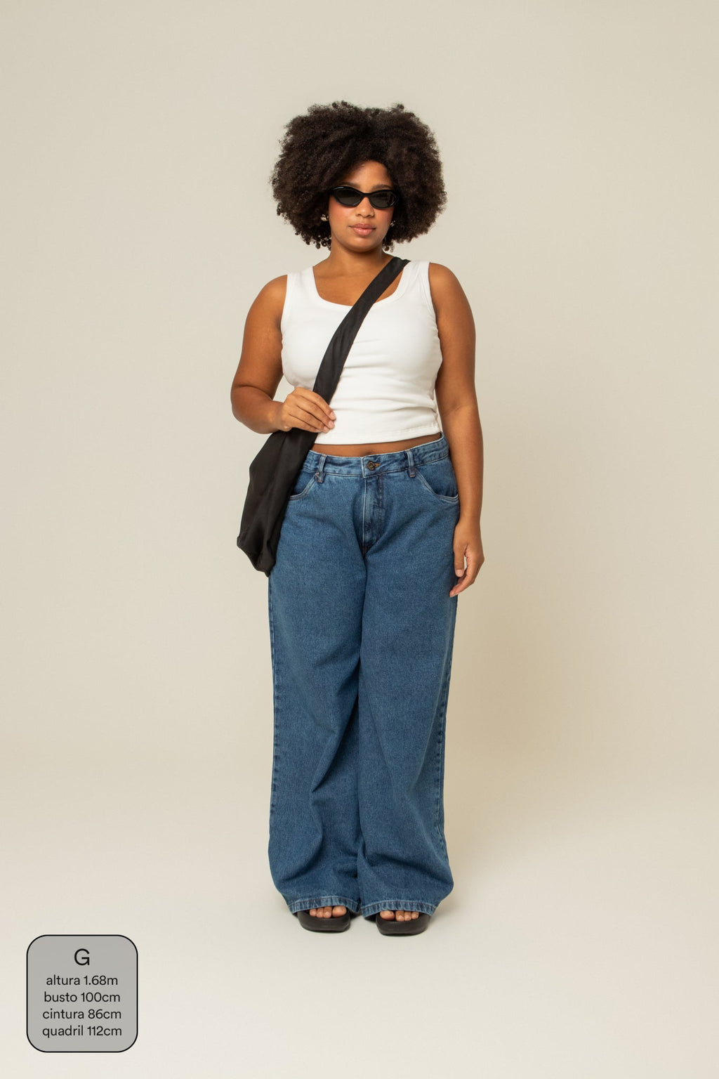 calça jeans ajustável wide denim blue