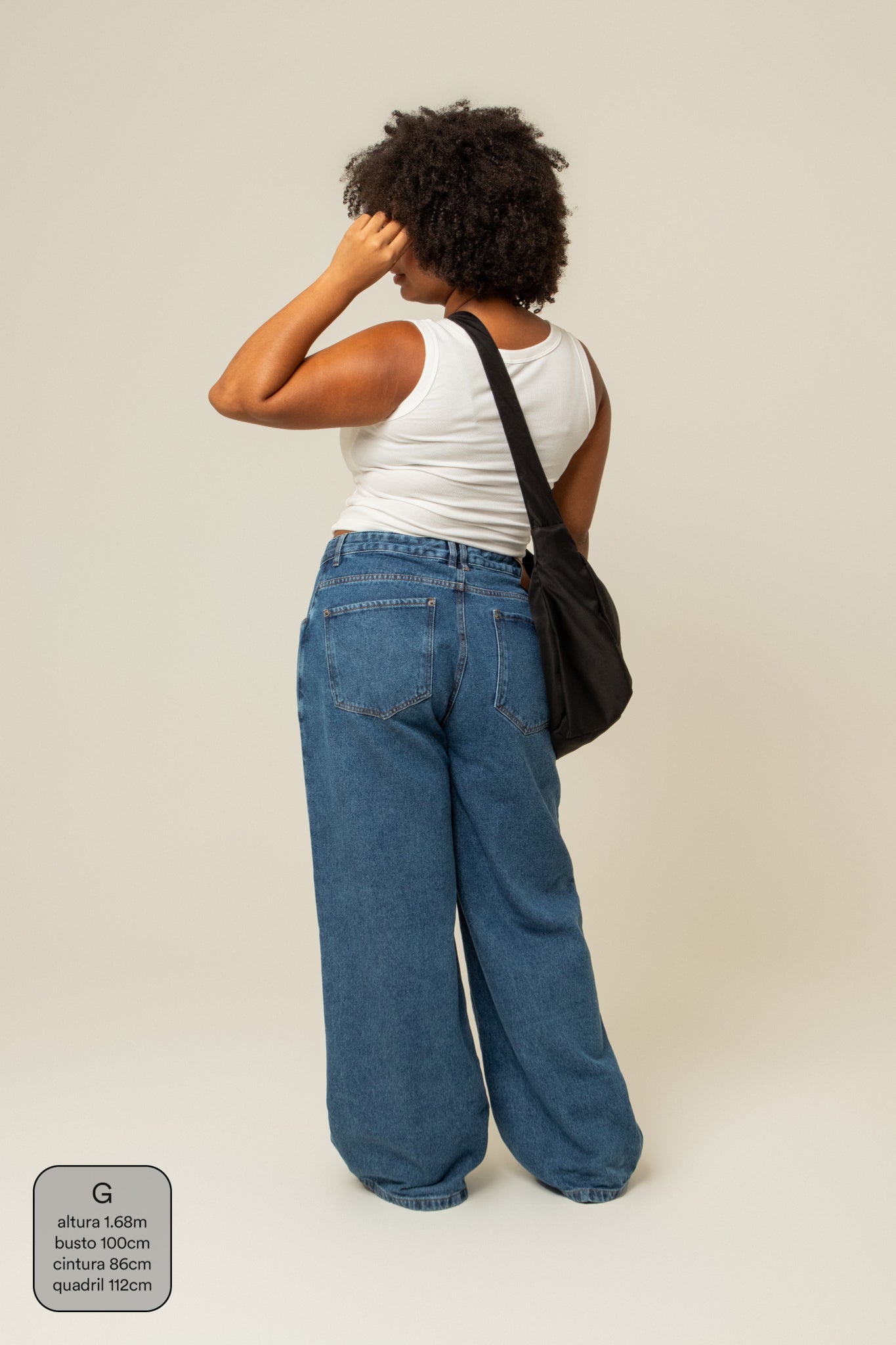 calça jeans ajustável wide denim blue