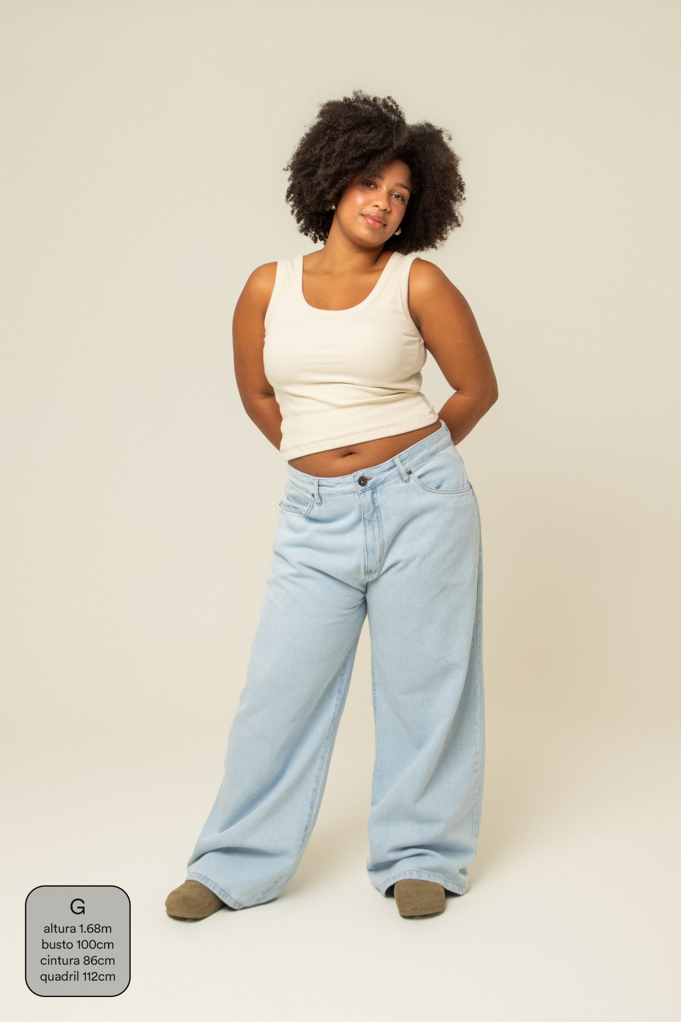 calça jeans ajustável wide light blue