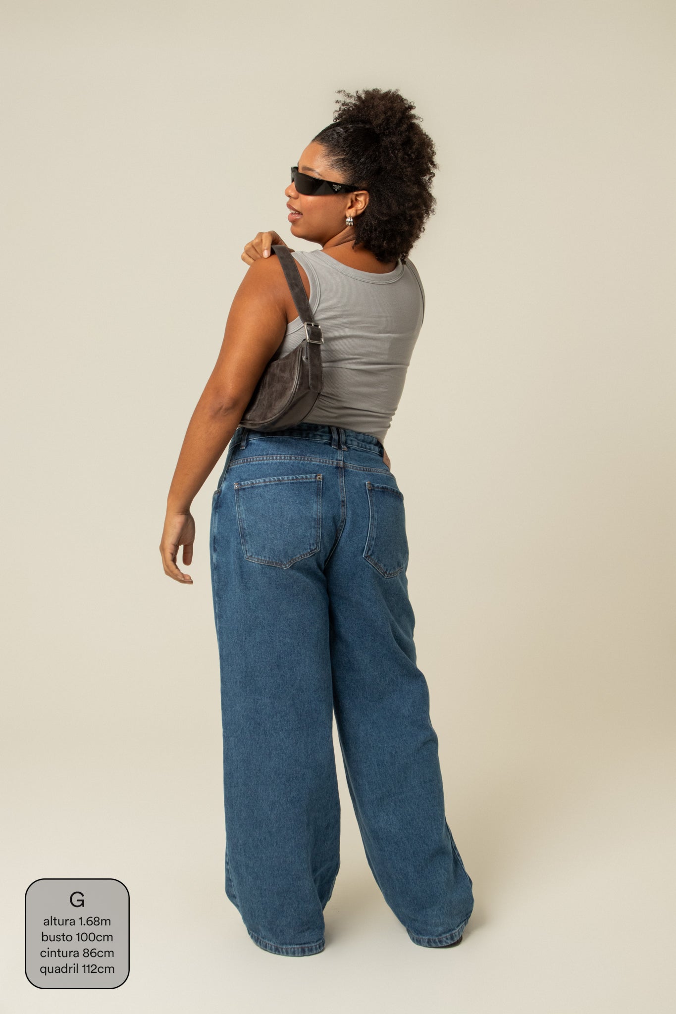 calça jeans ajustável wide denim blue