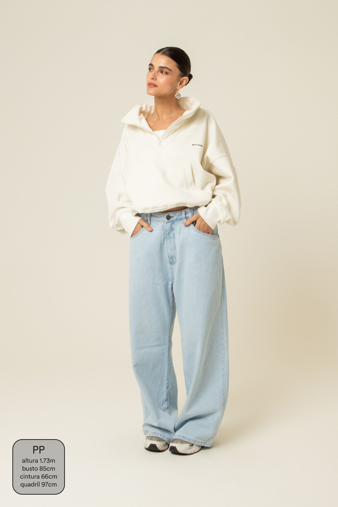 calça jeans ajustável wide light blue