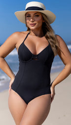 Maiô Modelador Meia Taça Strappy com Bojo Removível Preto