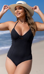 Maiô Modelador Meia Taça Strappy com Bojo Removível Preto