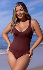 Maiô Modelador Bojo Meia Taça Tradicional Marrom