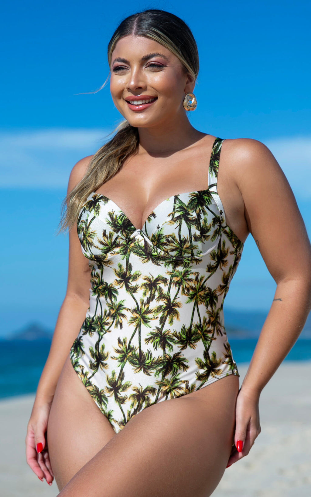 Maiô Modelador Meia Taça com Bojo e Fio Duplo Coqueiro