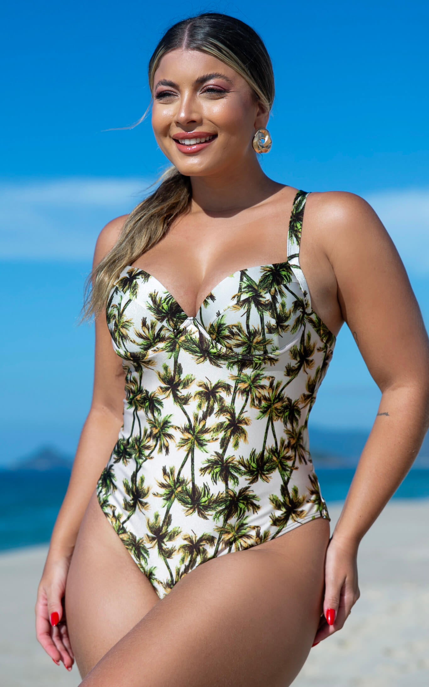 Maiô Modelador Meia Taça com Bojo e Fio Duplo Coqueiro